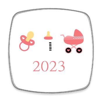 Baby 2023 Geburt Mädchen Vorlage personalisierbar - Viereckiger Kühlschrankmagnet - Weiß - Vorne