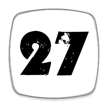 27 Number - Square fridge magnet - white - Front