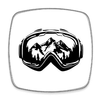 Ski Brille Berge Piste - Viereckiger Kühlschrankmagnet - Weiß - Vorne