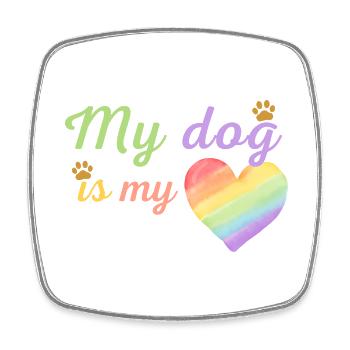Mein Hund ist mein liebevolles Regenbogen-Lila - Viereckiger Kühlschrankmagnet - Weiß - Vorne