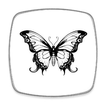 Schmetterling Silhouette Falter Boho - Viereckiger Kühlschrankmagnet - Weiß - Vorne
