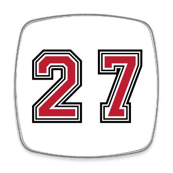 27 Zahl symbol - Viereckiger Kühlschrankmagnet - Weiß - Vorne