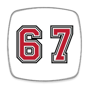 67 Zahl Symbol - Viereckiger Kühlschrankmagnet - Weiß - Vorne