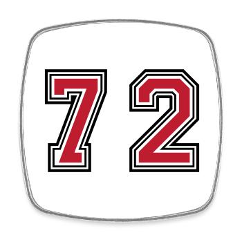 72 Zahl Symbol - Viereckiger Kühlschrankmagnet - Weiß - Vorne