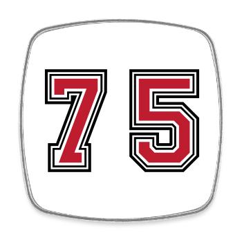 75 Zahl Symbol - Viereckiger Kühlschrankmagnet - Weiß - Vorne