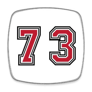 73 Zahl Symbol - Viereckiger Kühlschrankmagnet - Weiß - Vorne