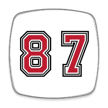 87 Zahl Symbol - Viereckiger Kühlschrankmagnet - Weiß - Vorne