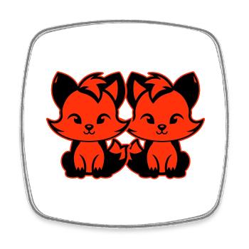 Renard mignon Mignon Bébé - Magnet carré - blanc - Devant
