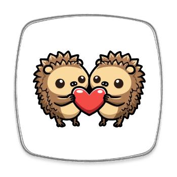 Igel Comic Paar Liebe - Viereckiger Kühlschrankmagnet - Weiß - Vorne