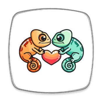 Couple Caméléon Amoureux Animal Saint Valentin - Magnet carré - blanc - Devant
