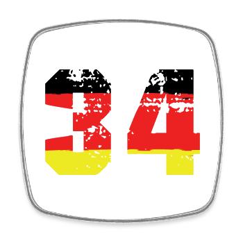 34 Number Germany Jersey - Square fridge magnet - white - Front