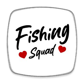 Fishing Squad Herz - Viereckiger Kühlschrankmagnet - Weiß - Vorne
