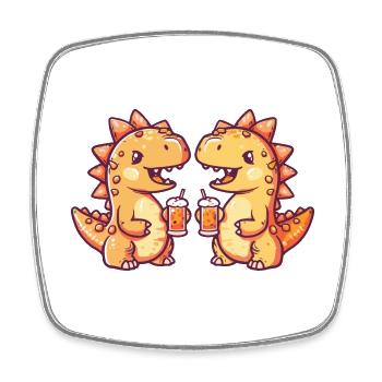 Dinosaur Stegosaurus Beer Booze - Square fridge magnet - white - Front