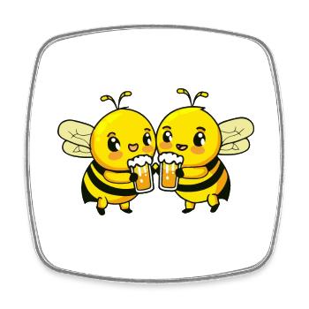 Bee Beer Funny Booze - Square fridge magnet - white - Front