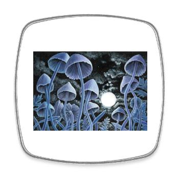 Twelve magic mushrooms at full moon - Square fridge magnet - white - Front