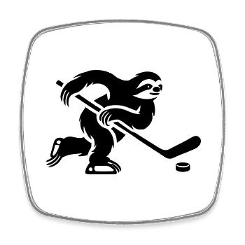 Joueur de hockey sur glace paresseux Club de hockey sur glace Hockey - Magnet carré - blanc - Devant