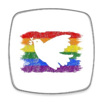 Regenbogen Flagge Friedenstaube - Viereckiger Kühlschrankmagnet - Weiß - Vorne