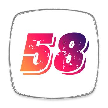 Symbole numérique 58 - Magnet carré - blanc - Devant