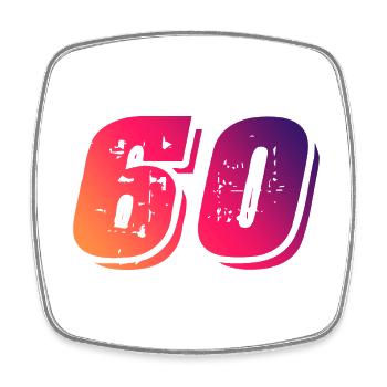 Symbole de 60 chiffres - Magnet carré - blanc - Devant