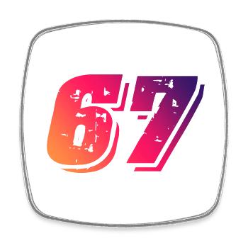67 number symbol - Square fridge magnet - white - Front