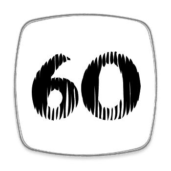 60 number jersey - Square fridge magnet - white - Front