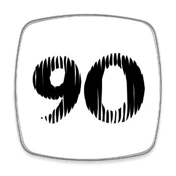 90 number jersey - Square fridge magnet - white - Front