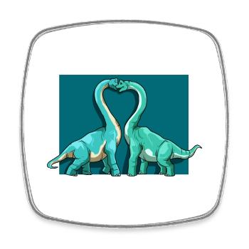 Brachiosaurus Dinosaurier Herz Paar Liebe - Viereckiger Kühlschrankmagnet - Weiß - Vorne