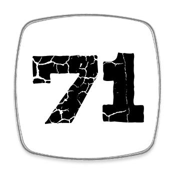 71 number jersey - Square fridge magnet - white - Front