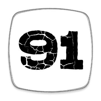 91 number jersey - Square fridge magnet - white - Front