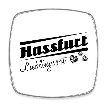 Hassfurt - Lieblingsort mit Stadtnamen - Viereckiger Kühlschrankmagnet - Weiß - Vorne