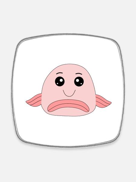 Blobfisch Fisch Comic hässlicher Fisch - Viereckiger Kühlschrankmagnet - Weiß