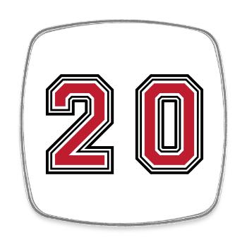 20 Zahl symbol - Viereckiger Kühlschrankmagnet - Weiß - Vorne