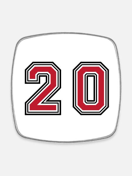Symbole numérique 20 - Magnet carré - blanc