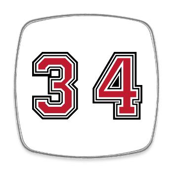 34 number symbol - Square fridge magnet - white - Front