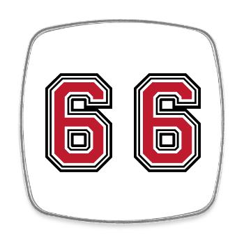 66 Zahl Symbol - Viereckiger Kühlschrankmagnet - Weiß - Vorne