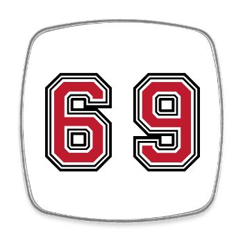 69 Zahl Symbol - Viereckiger Kühlschrankmagnet - Weiß - Vorne