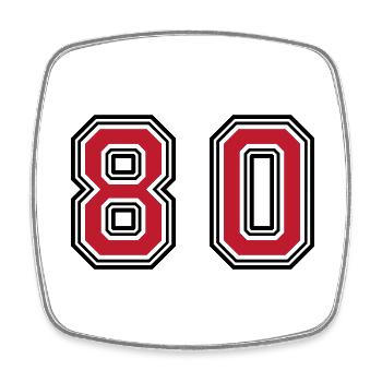 80 Zahl Symbol - Viereckiger Kühlschrankmagnet - Weiß - Vorne