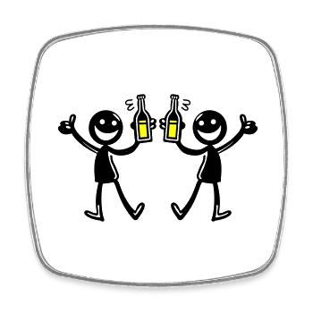 Boire Équipe Illustration Bière - Magnet carré - blanc - Devant