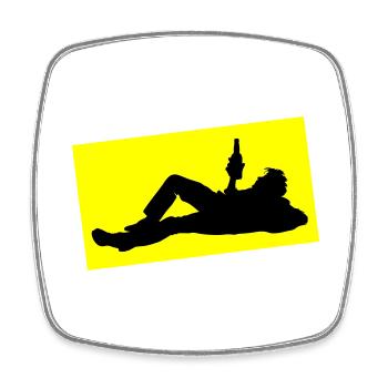 Drinking Beer Silhouette - Square fridge magnet - white - Front
