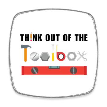Think out of the toolbox - Square fridge magnet - white - Front