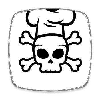 Koch Totenkopf Kochmütze - Viereckiger Kühlschrankmagnet - Weiß - Vorne