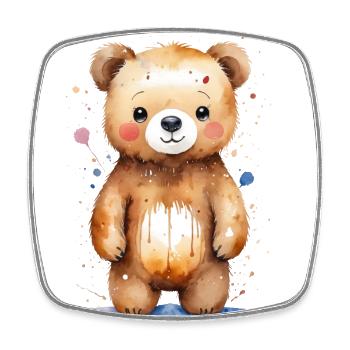 Süße Träume: Aquarell-Teddybär - Viereckiger Kühlschrankmagnet - Weiß - Vorne