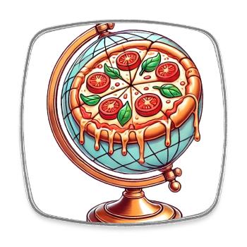 Pizza Kugel Schmelzender Käse Design - Viereckiger Kühlschrankmagnet - Weiß - Vorne