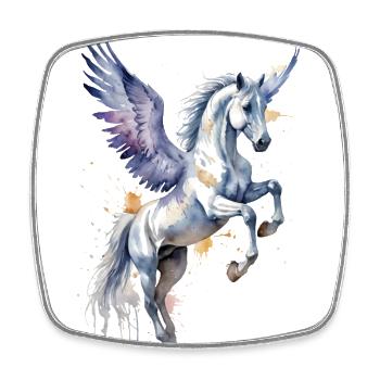 Mythisches Gebrüll - Geflügelter Pegasus Aquarell - Viereckiger Kühlschrankmagnet - Weiß - Vorne