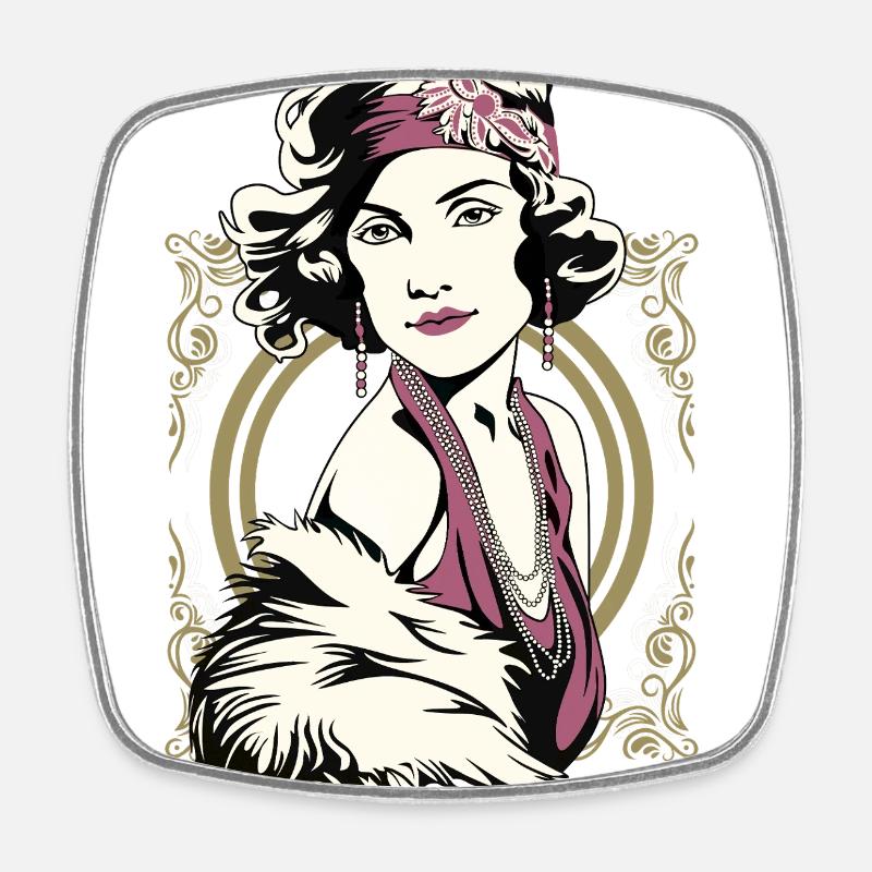 Flappers Mädchen VIOLETT - Viereckiger Kühlschrankmagnet - Weiß
