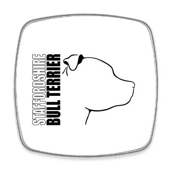 PROFIL DU STAFFORDSHIRE BULL TERRIER Wilsigns - Magnet carré - blanc - Devant