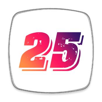 25 Zahl Symbol - Viereckiger Kühlschrankmagnet - Weiß - Vorne