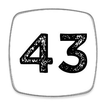 43 Number Jersey - Square fridge magnet - white - Front