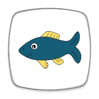 poisson bleu poisson comique - Magnet carré - blanc - Devant