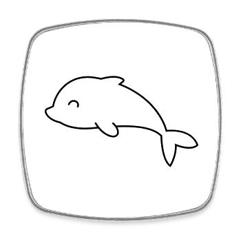 Dolphin Comic Animal - Square fridge magnet - white - Front